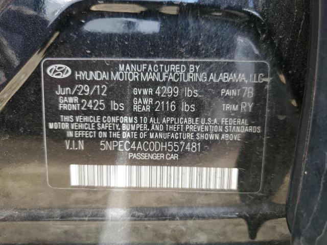2013 Hyundai Sonata Se VIN: 5NPEC4AC0DH557481 Lot: 60258424