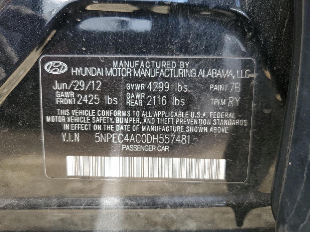 5NPEC4AC0DH557481 2013 Hyundai Sonata Se
