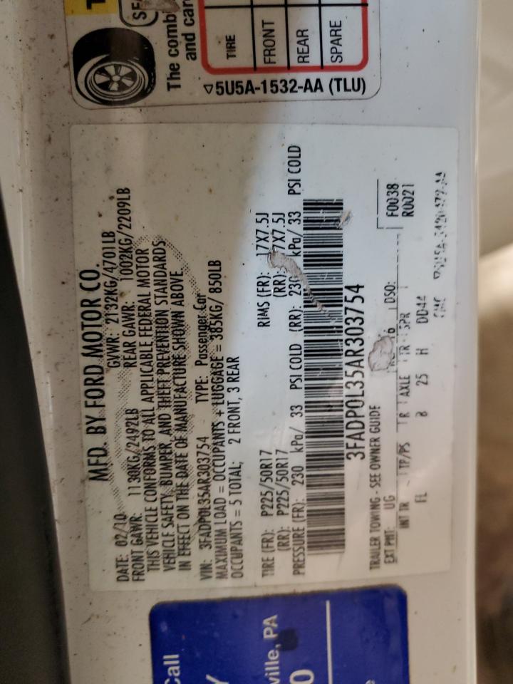 3FADP0L35AR303754 2010 Ford Fusion Hybrid