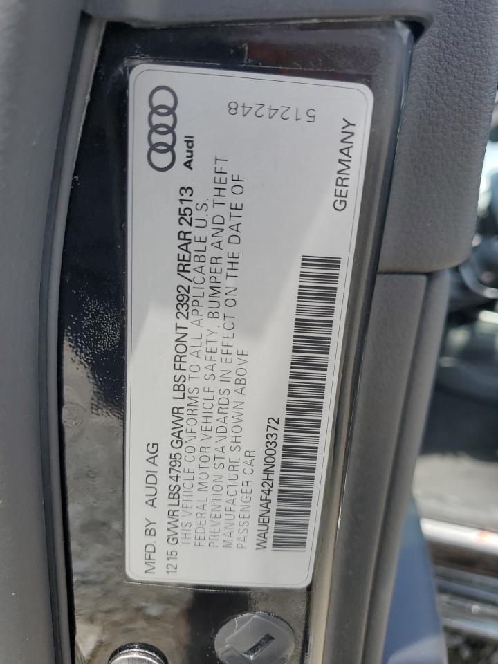 WAUENAF42HN003372 2017 Audi A4 Premium Plus