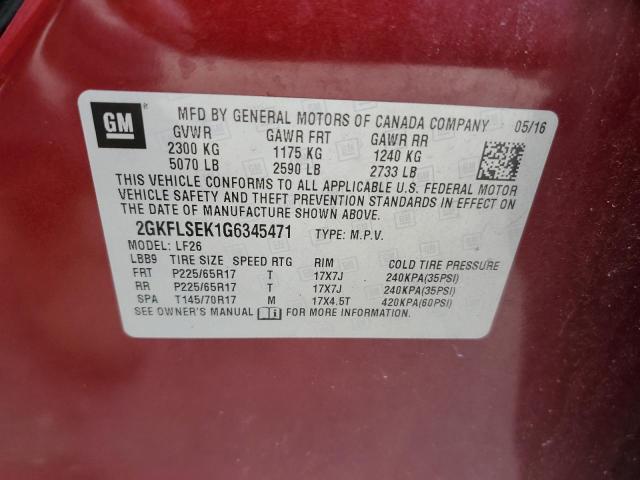 2016 GMC Terrain Sle VIN: 2GKFLSEK1G6345471 Lot: 59064324