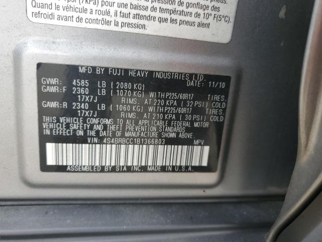 2011 Subaru Outback 2.5I Premium VIN: 4S4BRBCC1B1366803 Lot: 60094014