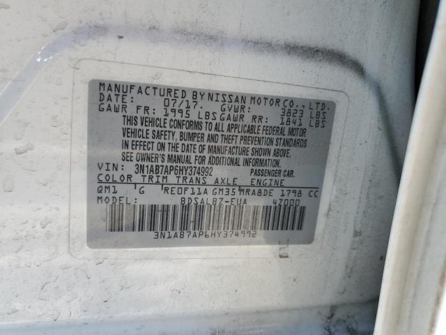 2017 Nissan Sentra S VIN: 3N1AB7AP6HY374992 Lot: 60147604