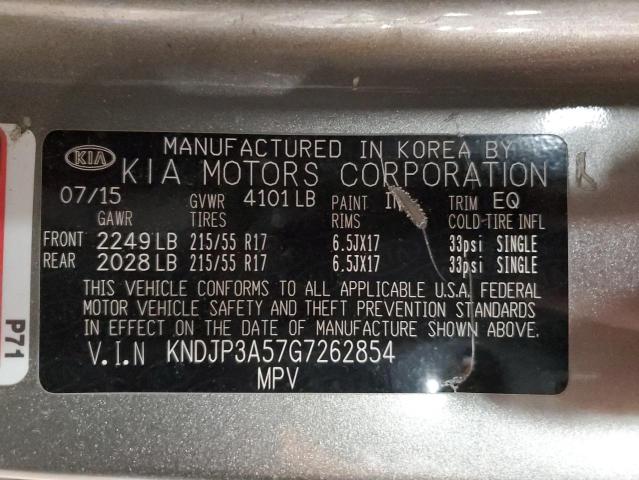 2016 Kia Soul + VIN: KNDJP3A57G7262854 Lot: 57823334