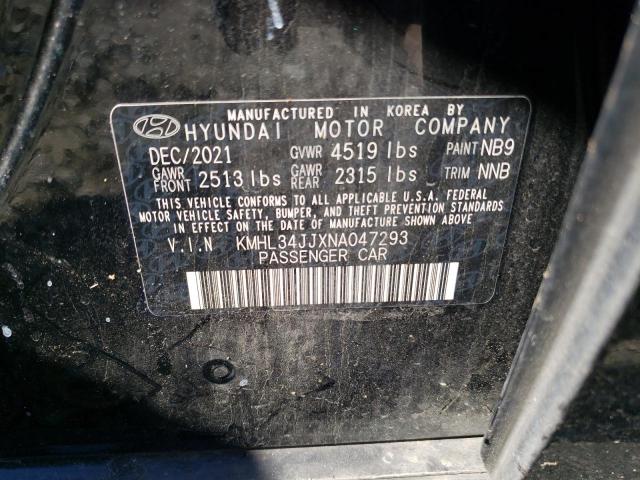 2022 Hyundai Sonata Hybrid VIN: KMHL34JJXNA047293 Lot: 57918144