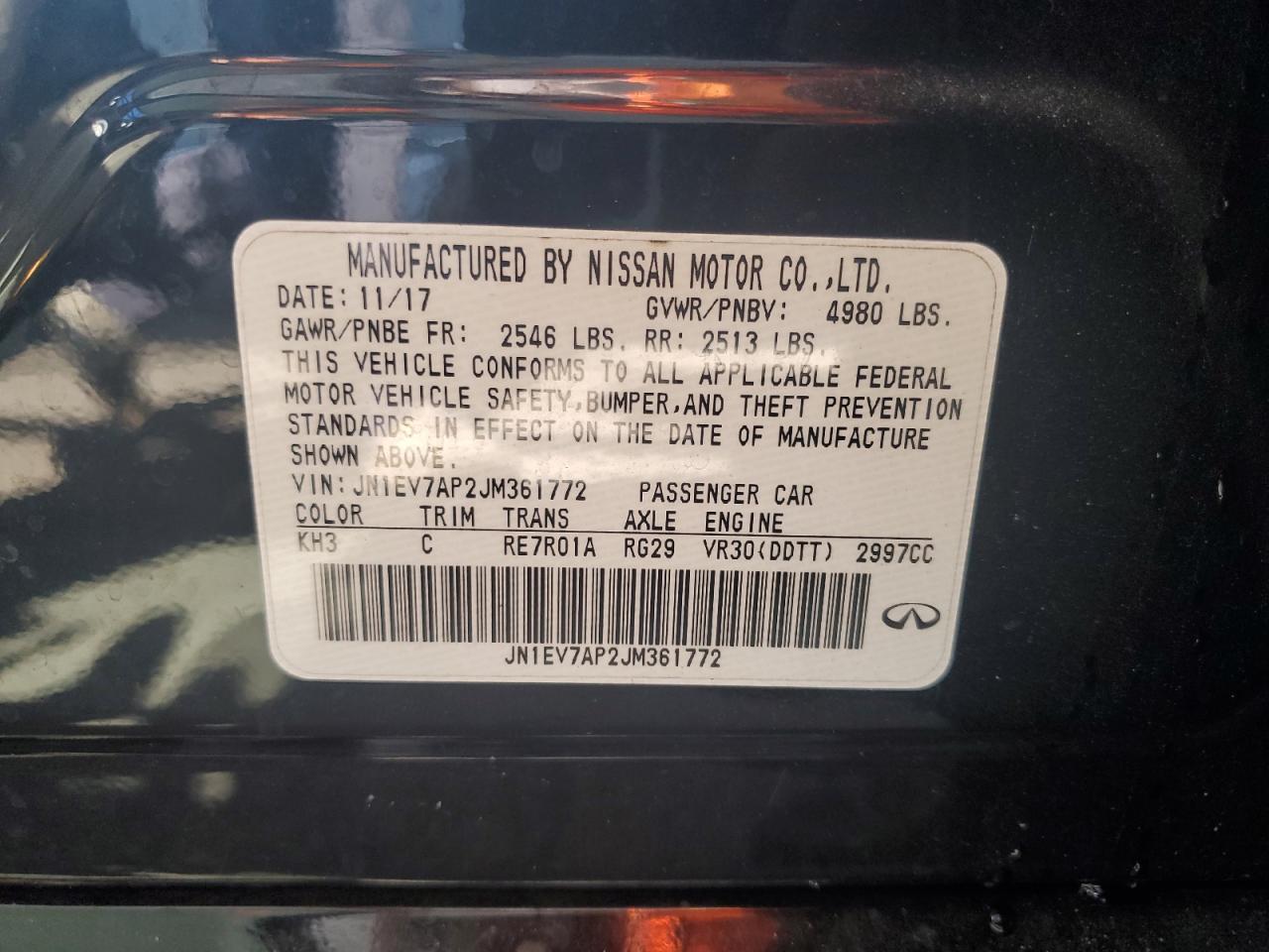 JN1EV7AP2JM361772 2018 Infiniti Q50 Luxe