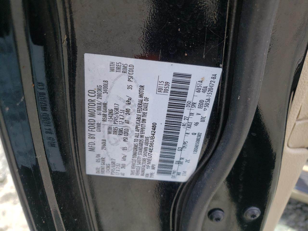 1FMEU74E56UB42480 2006 Ford Explorer Eddie Bauer