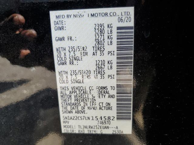 2020 Nissan Murano Sl VIN: 5N1AZ2CS7LN154582 Lot: 57675364