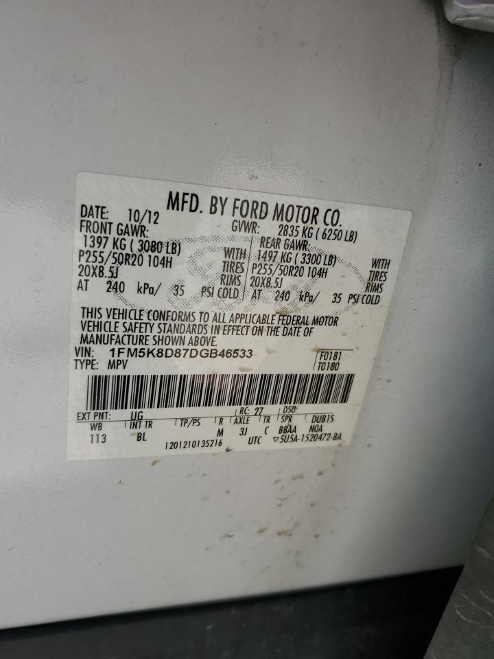 1FM5K8D87DGB46533 2013 Ford Explorer Xlt