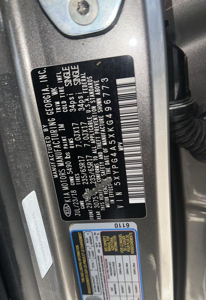 2019 Kia Sorento Lx vin: 5XYPG4A5XKG496773