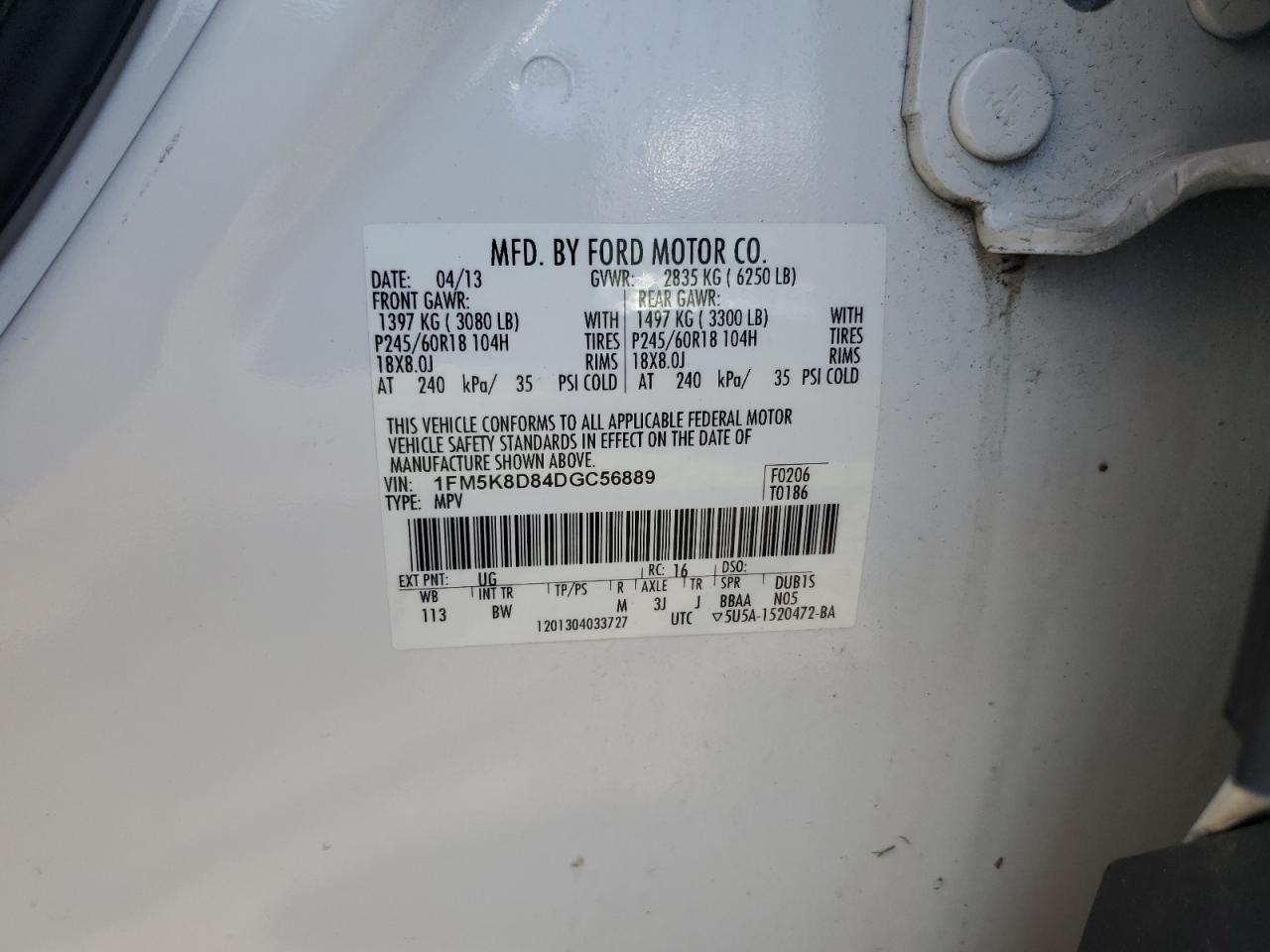 1FM5K8D84DGC56889 2013 Ford Explorer Xlt