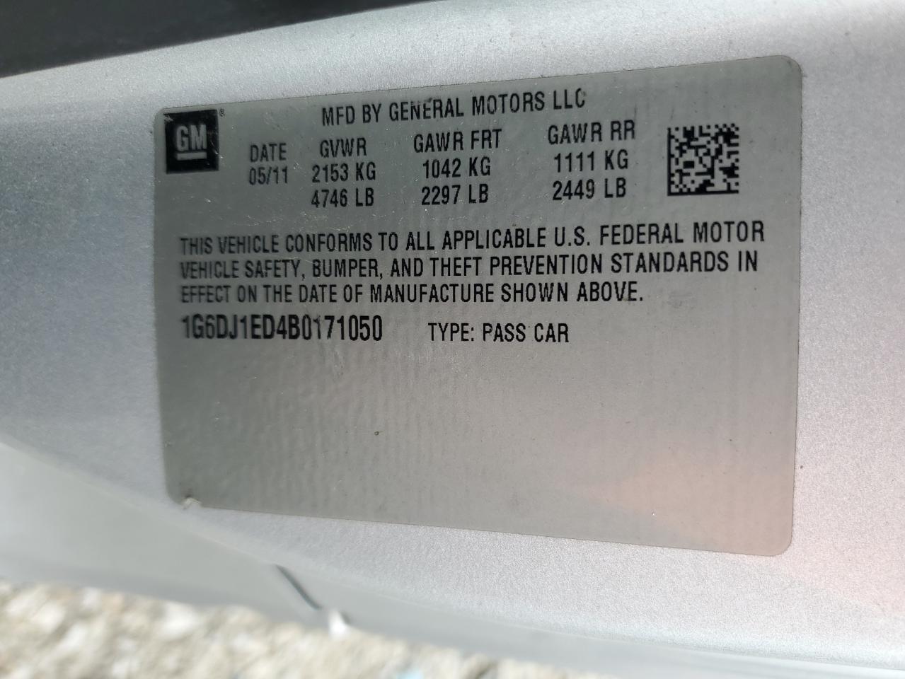 1G6DJ1ED4B0171050 2011 Cadillac Cts Performance Collection