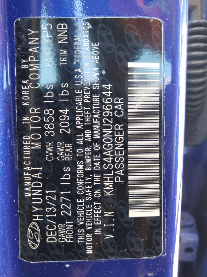 KMHLS4AG0NU296644 2022 Hyundai Elantra Sel