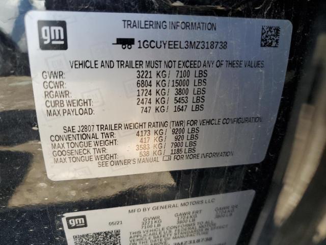 2021 Chevrolet Silverado K1500 Rst VIN: 1GCUYEEL3MZ318738 Lot: 57393414