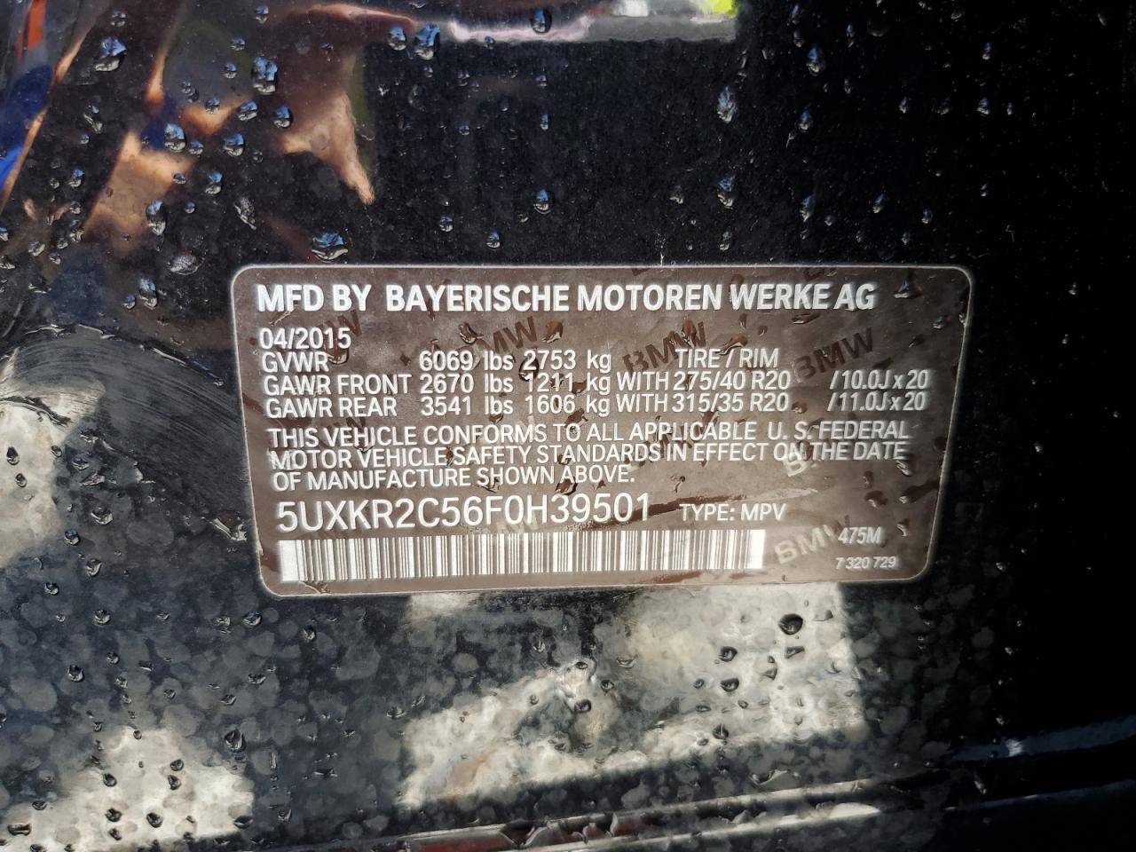 5UXKR2C56F0H39501 2015 BMW X5 Sdrive35I