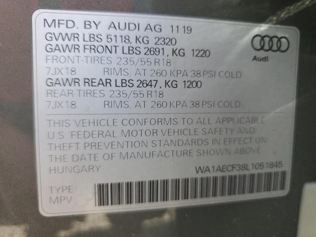 2020 Audi Q3 Premium VIN: WA1AECF38L1051845 Lot: 60241854