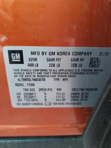 2022 Chevrolet Trailblazer Lt VIN: KL79MRSL7NB038700 Lot: 59368614