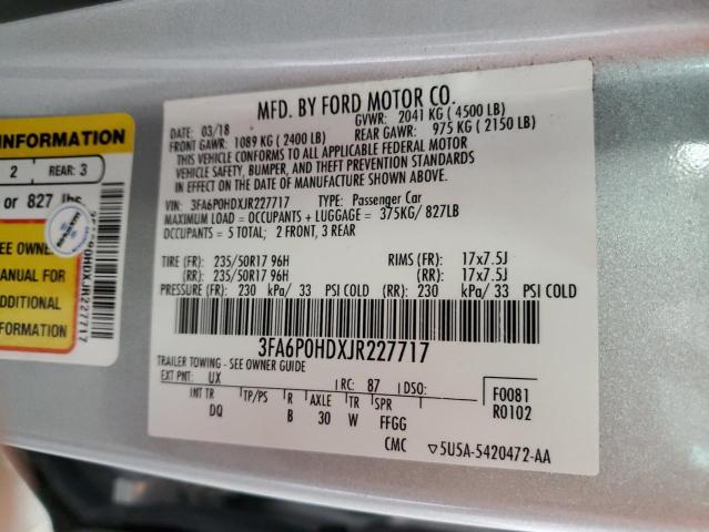 VIN 3FA6P0HDXJR227717 2018 Ford Fusion, SE no.13