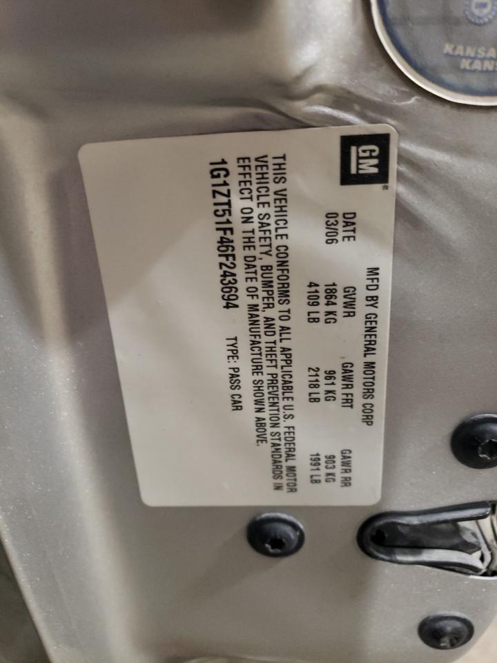 1G1ZT51F46F243694 2006 Chevrolet Malibu Lt