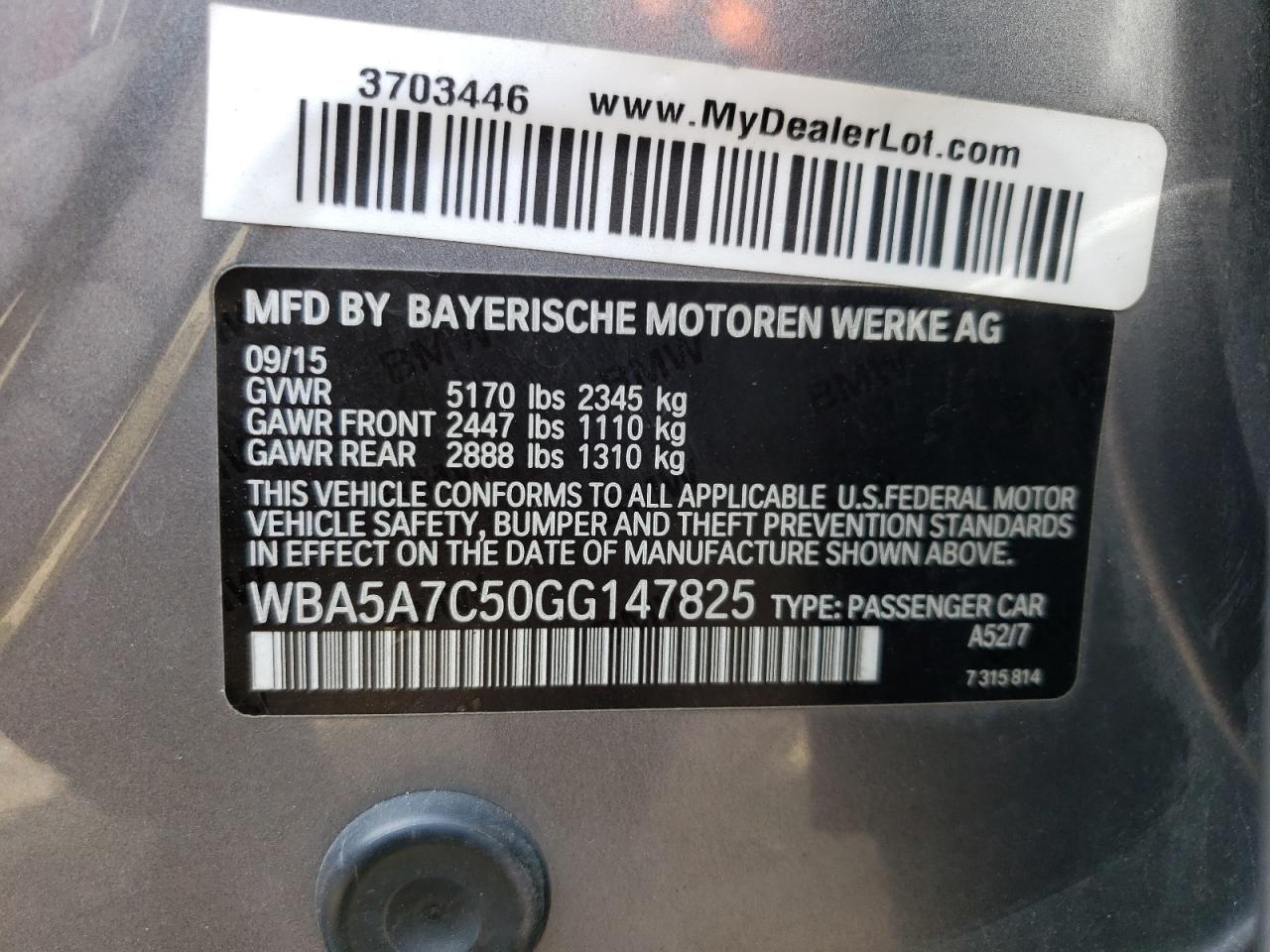 WBA5A7C50GG147825 2016 BMW 528 Xi