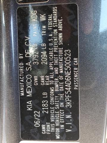 2022 Kia Forte Gt Line VIN: 3KPF54AD6NE500523 Lot: 60236264