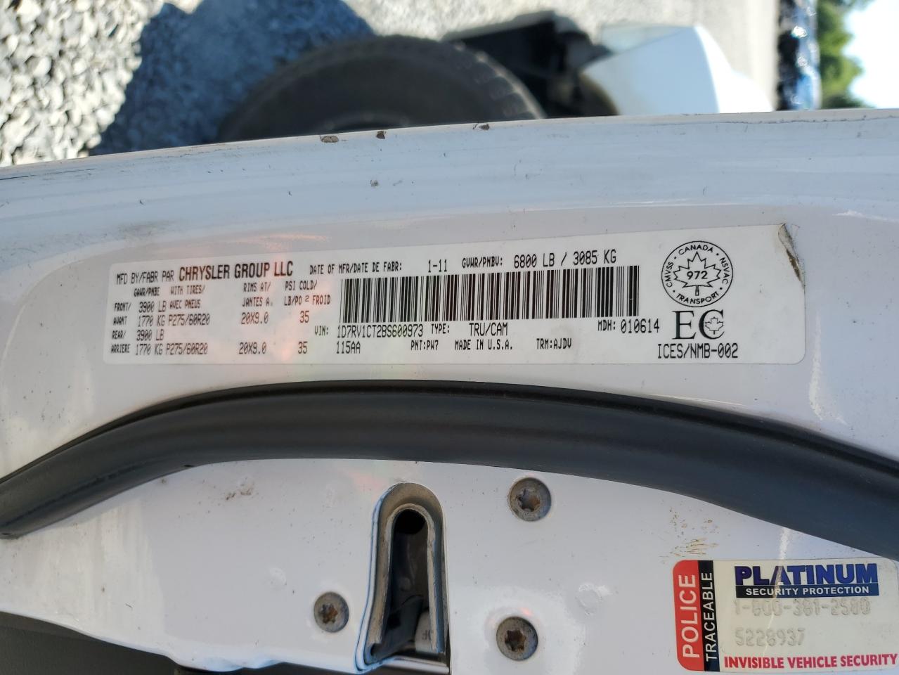 1D7RV1CT2BS600973 2011 Dodge Ram 1500