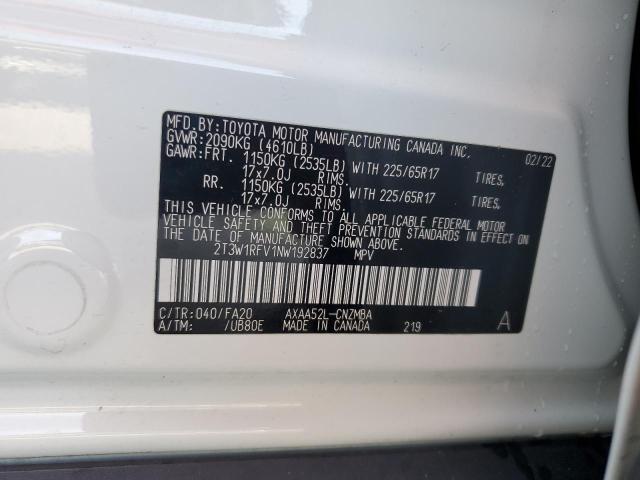 2022 Toyota Rav4 Xle VIN: 2T3W1RFV1NW192837 Lot: 59826404