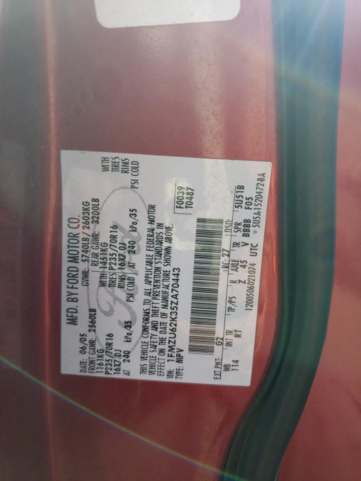 1FMZU62K35ZA70443 2005 Ford Explorer Xls