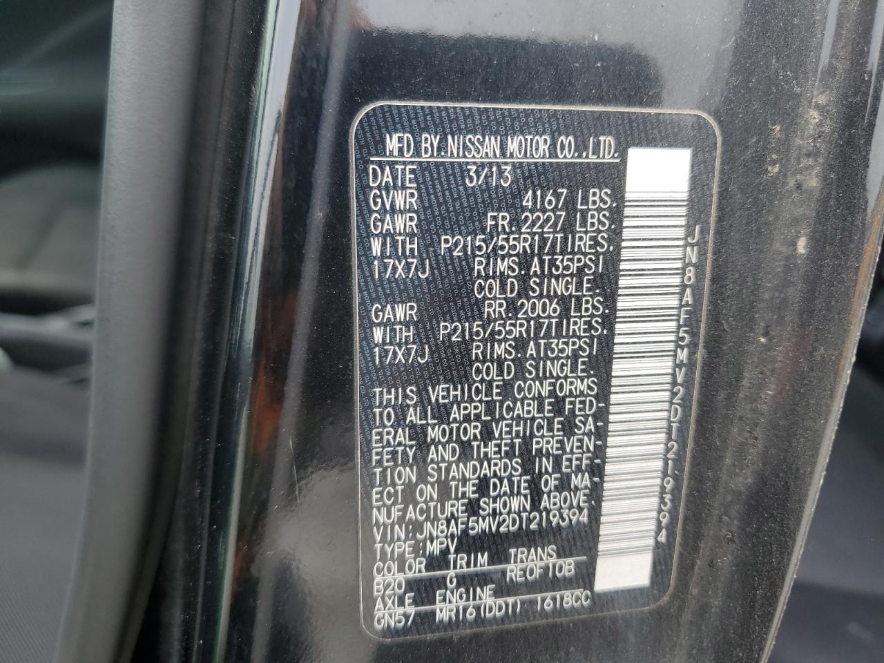 JN8AF5MV2DT219394 2013 Nissan Juke S