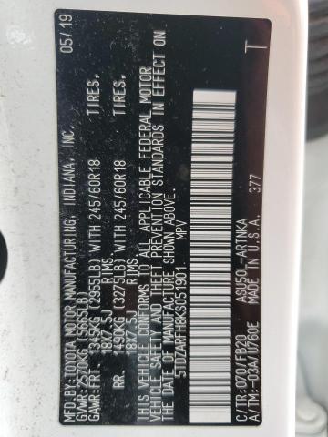 2019 Toyota Highlander Le VIN: 5TDZARFH8KS051901 Lot: 59244294