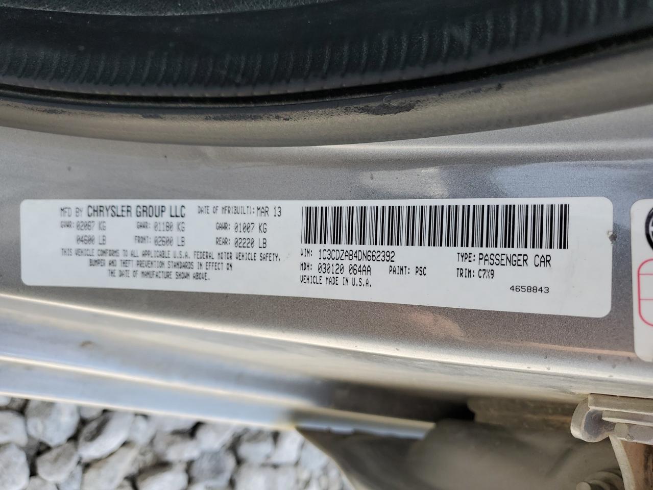 1C3CDZAB4DN662392 2013 Dodge Avenger Se