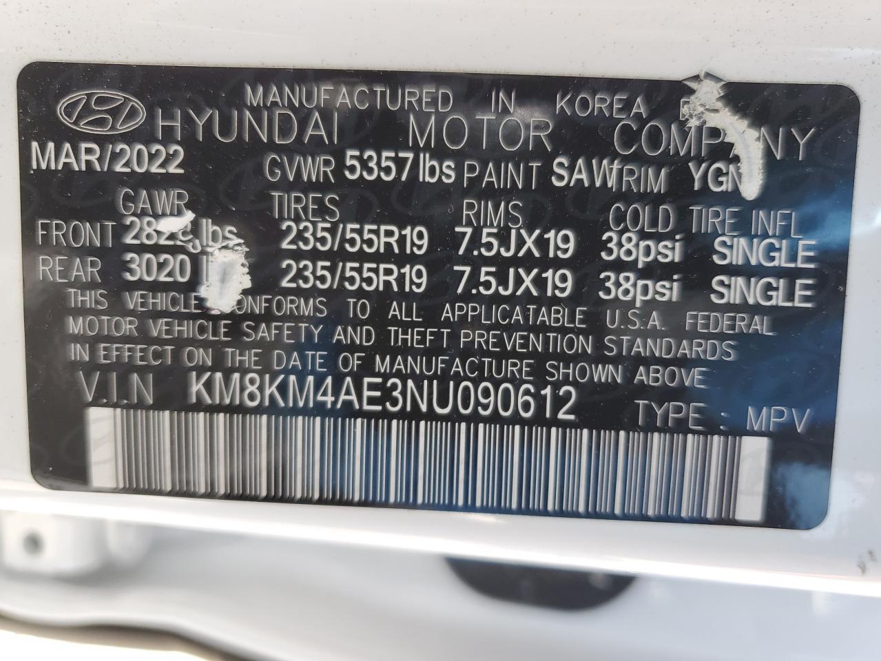 KM8KM4AE3NU090612 2022 Hyundai Ioniq 5 Se