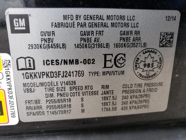 1GKKVPKD3FJ241769 2015 GMC Acadia Sle