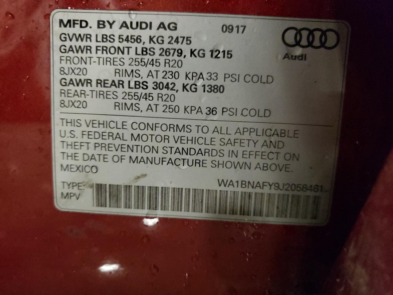 WA1BNAFY9J2058461 2018 Audi Q5 Premium Plus