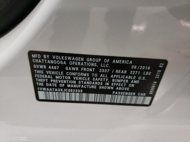 2018 Volkswagen Passat S VIN: 1VWAA7A3XJC052333 Lot: 58036434
