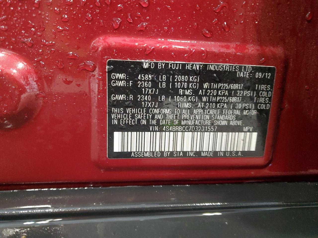 4S4BRBCC7D3231557 2013 Subaru Outback 2.5I Premium