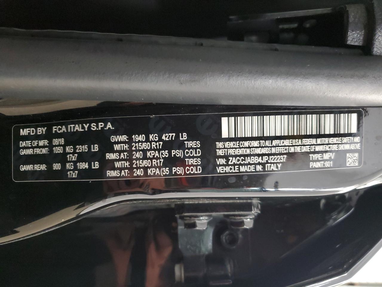 ZACCJABB4JPJ22237 2018 Jeep Renegade Latitude