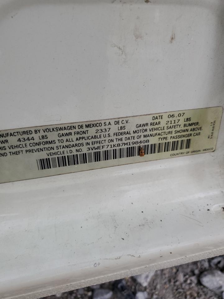 3VWEF71K87M198408 2007 Volkswagen Jetta Wolfsburg
