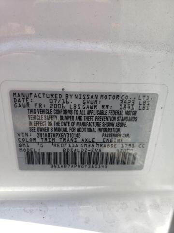 2016 Nissan Sentra S VIN: 3N1AB7APXGY310145 Lot: 60930514