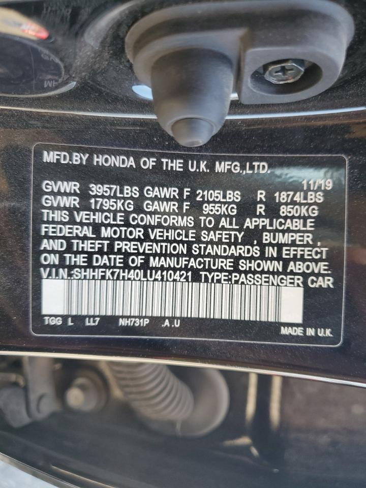 SHHFK7H40LU410421 2020 Honda Civic Sport