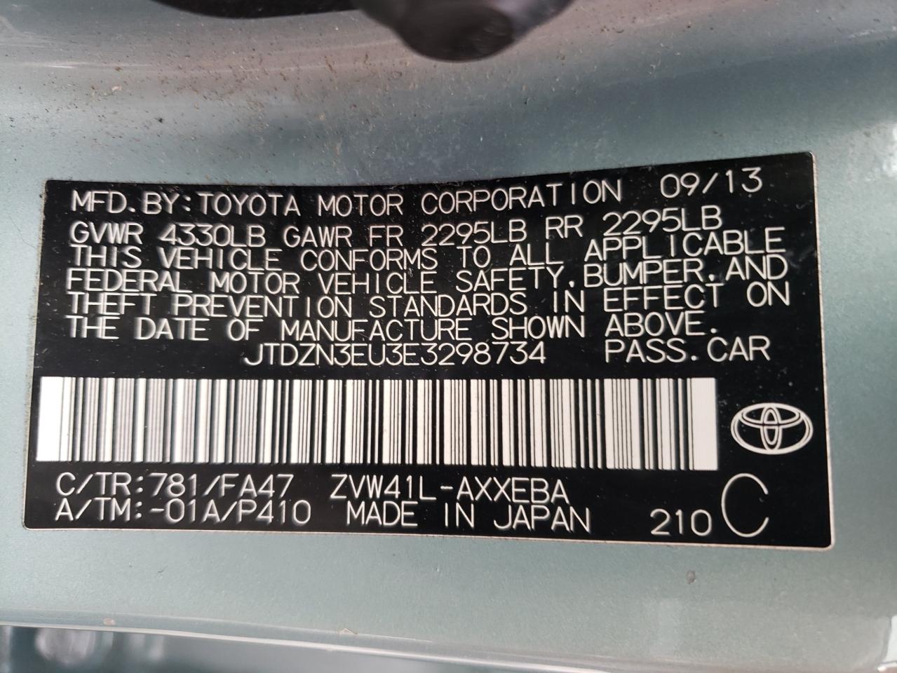 JTDZN3EU3E3298734 2014 Toyota Prius V