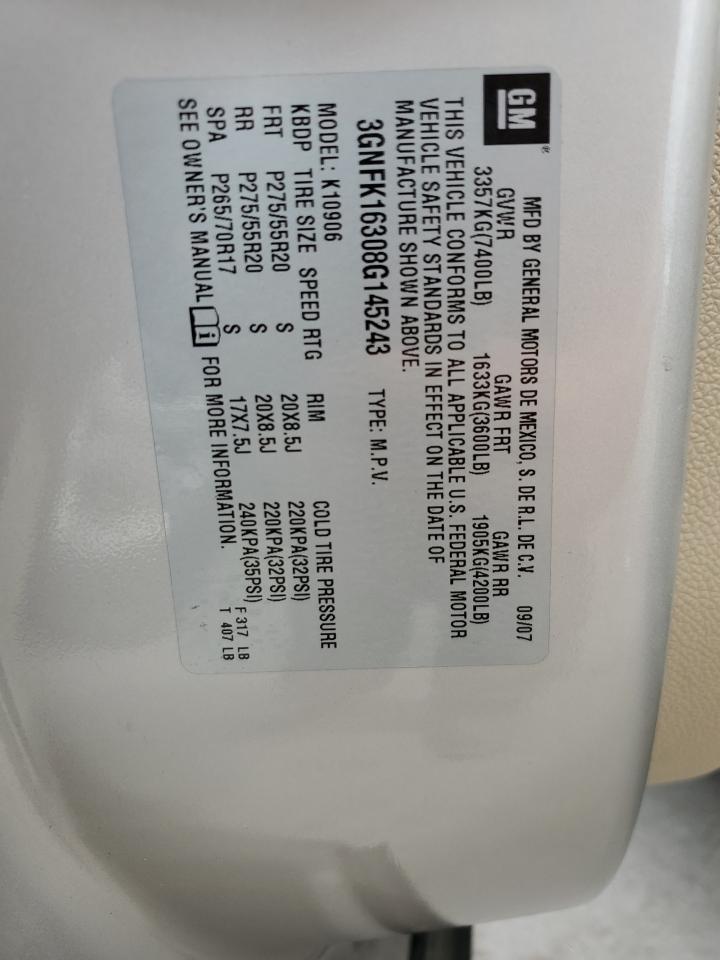 3GNFK16308G145243 2008 Chevrolet Suburban K1500 Ls