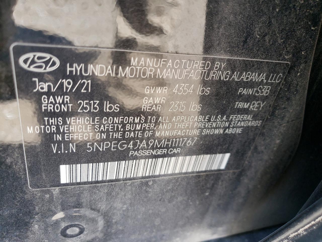 5NPEG4JA9MH111767 2021 Hyundai Sonata Se