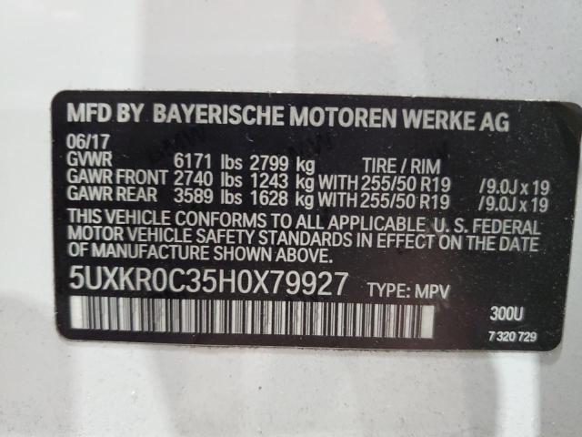 2017 BMW X5 xDrive35I VIN: 5UXKR0C35H0X79927 Lot: 60002544