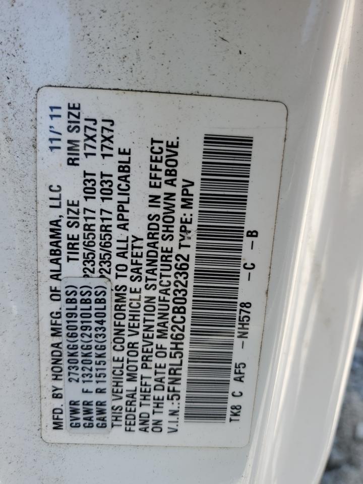 5FNRL5H62CB032362 2012 Honda Odyssey Exl