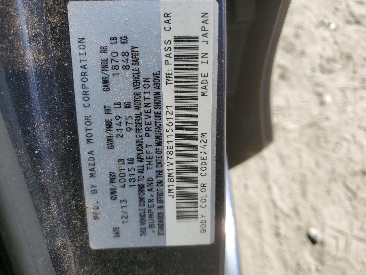 JM1BM1V78E1156121 2014 Mazda 3 Touring