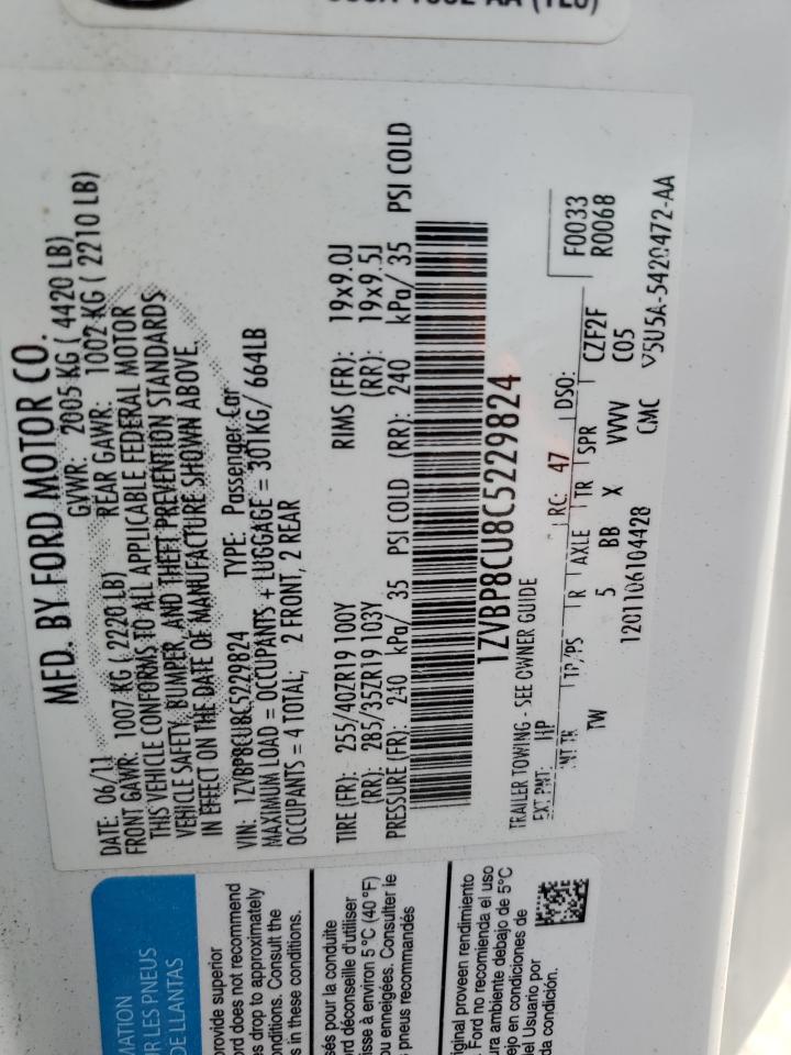 1ZVBP8CU8C5229824 2012 Ford Mustang Boss 302