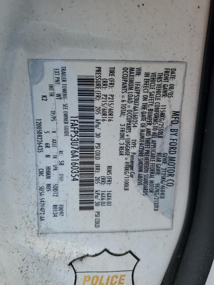 1FAFP53U76A160354 2006 Ford Taurus Se