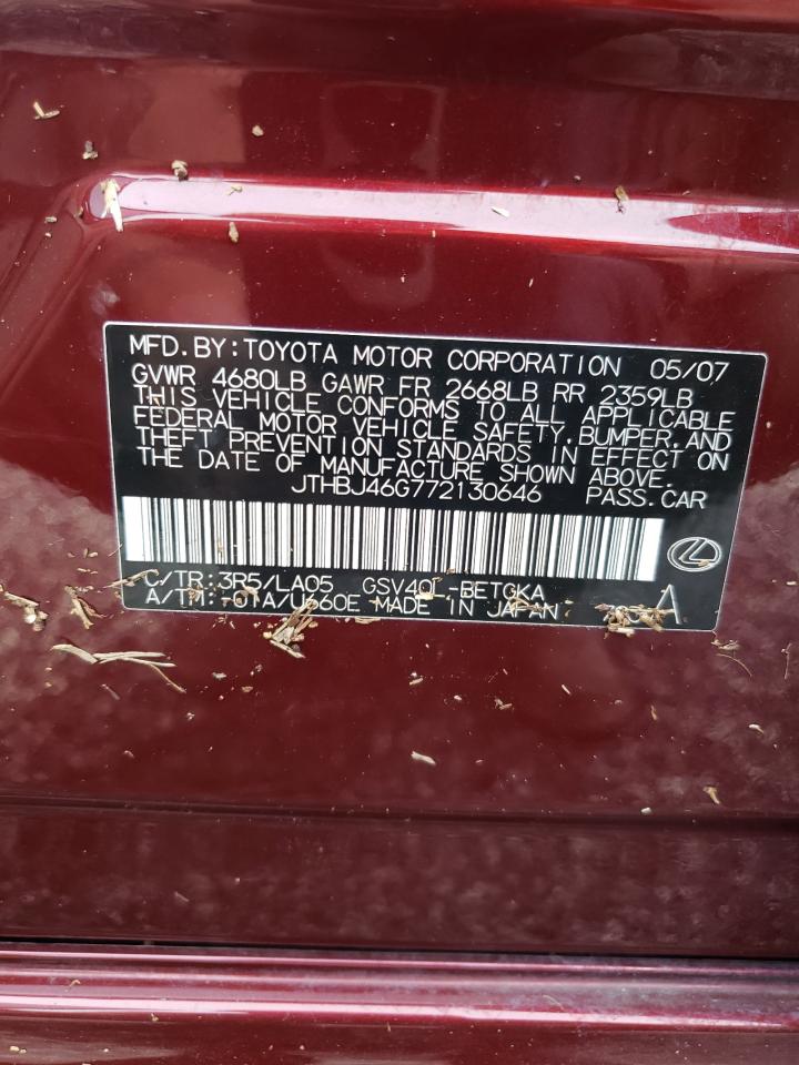 JTHBJ46G772130646 2007 Lexus Es 350