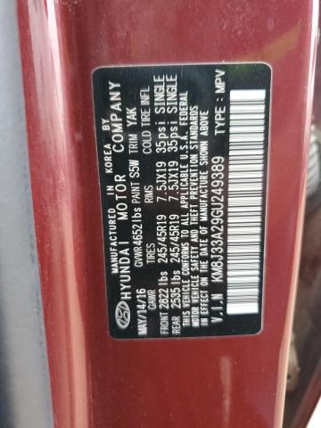 2016 Hyundai Tucson Limited VIN: KM8J33A29GU249389 Lot: 58792554